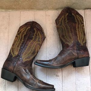 VTG WOMENS J.B. DILLON Leather Western cowboy brown Boot SIZE 9